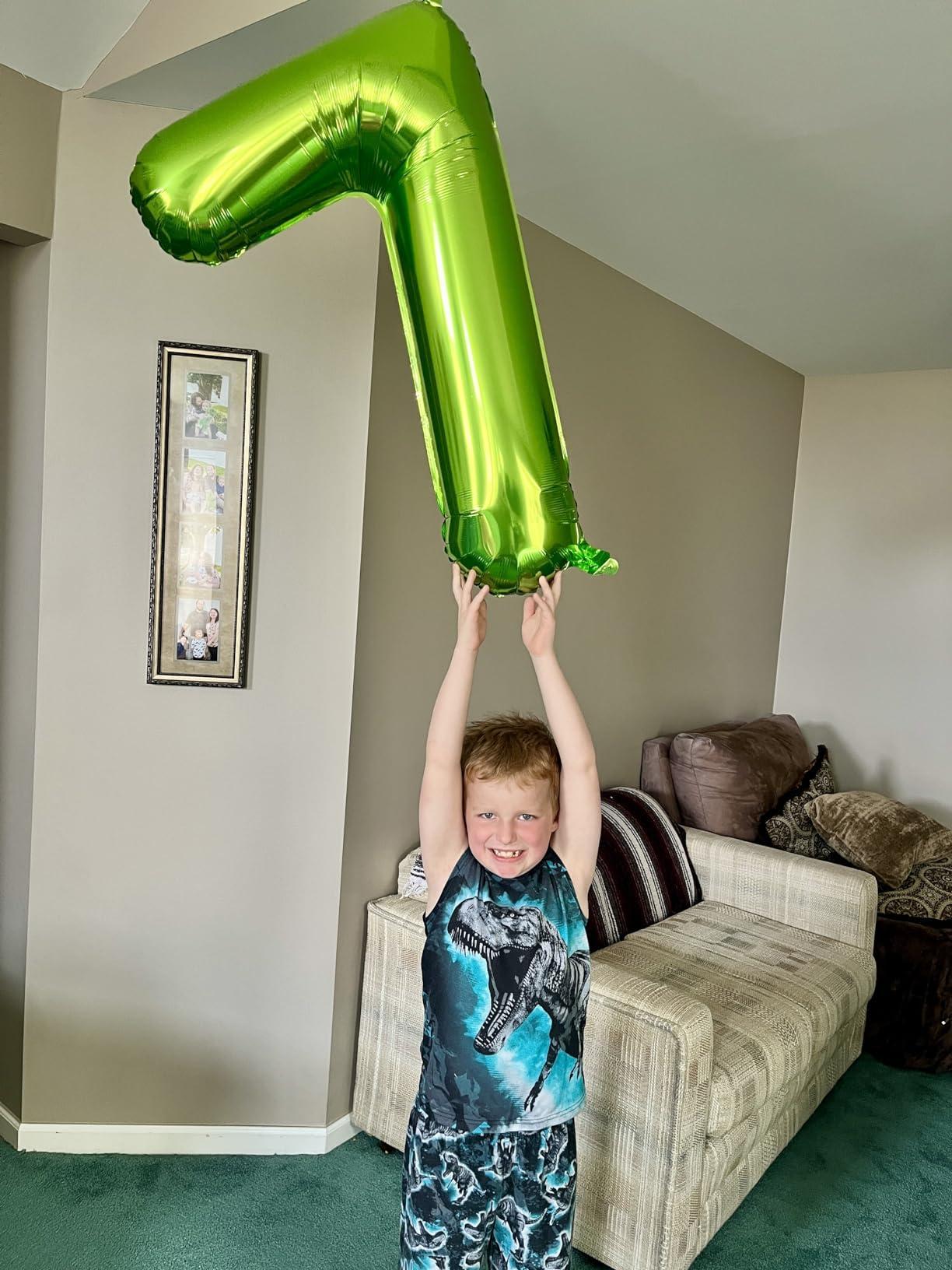 Mluchee Number 5 Balloon 40 Inch Minecraft Birthday Decorations Light Green Big Number Balloons, Five Year Old Balloon Decorations, 5 15 Number Balloons Dinosaur Jungle Safari Party Supplies
