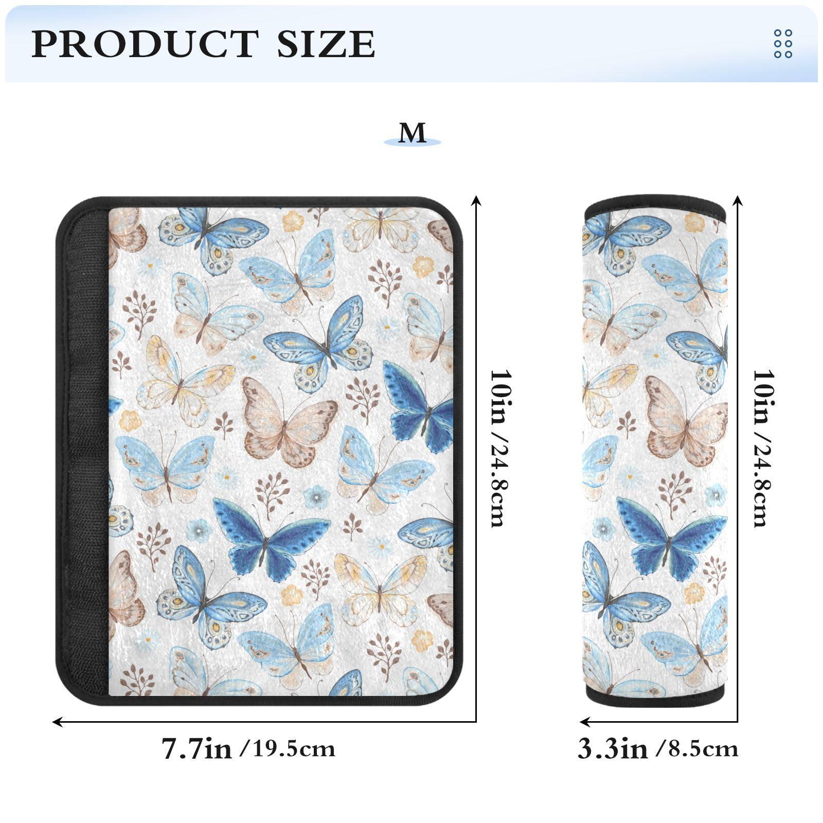 ElliTarr ElliTarr 2 Pack Seatbelt Covers Seat Belt Cover Pad for Adults Boys Girls Car Seat Strap Covers Pads Cushion Universal Shoulder Strap Pad Protector for Backpack Camera Bag 10 x 7.7 Inch Butterfly