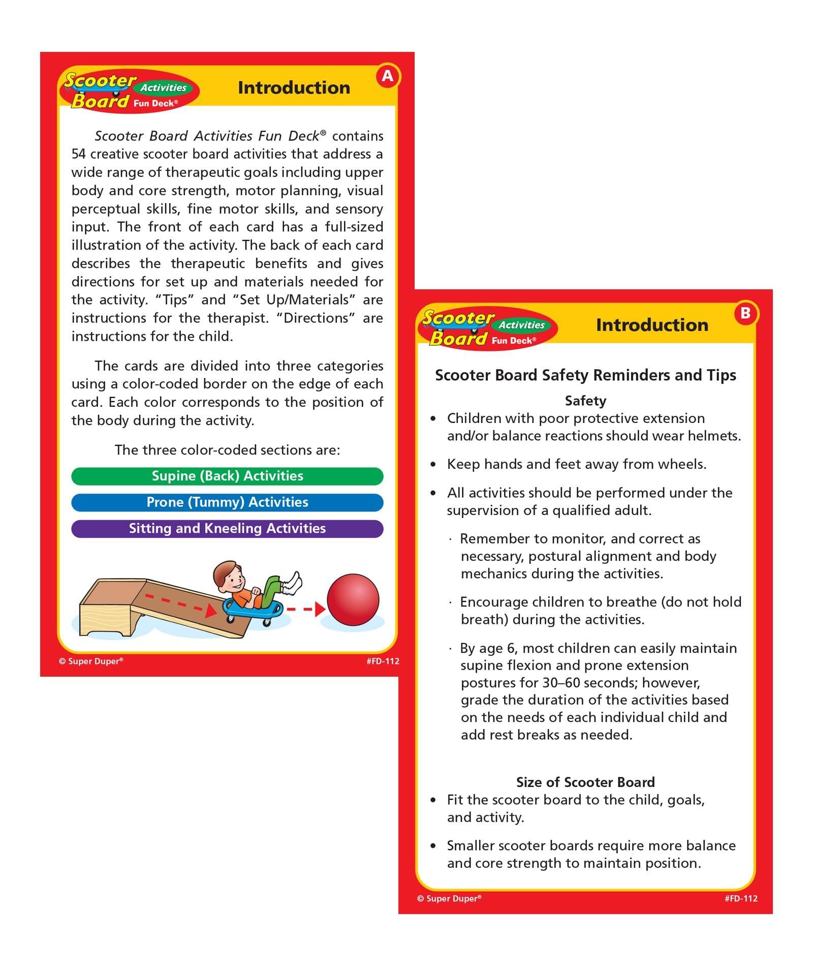Super Duper Publications Super Duper Publications | Scooter Board Activities Fun Deck | Occupational Therapy Flash Cards | Educational Learning Materials for Children