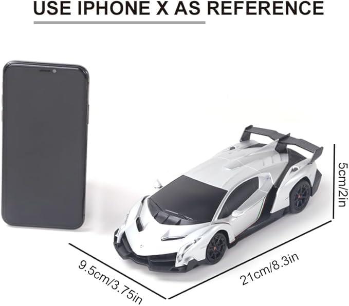 Vinie Vinie Remote Control Car for Boys, RC Cars Lamborghini, 1:24 Scale Officially Licensed Kids Toys, Lambo Veneno Drift Car with Cool Led Lights, 4 5 6 7 8 9 10 11 12 Year Old Boy Birthday Gift (Silver)