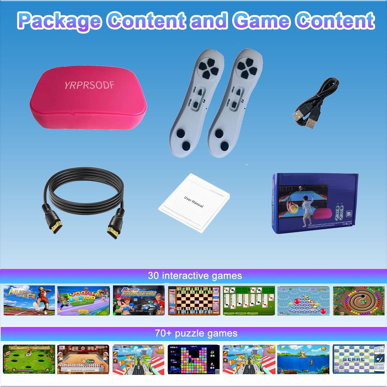 YRPRSODF YRPRSODF TV Game Console Built in 883 Games, Handheld Retro Video Game Machine with 2.4G Wireless Gamepad Somatosensory Control, HD Plug and Play, Home Interactive& Puzzle Games, Red