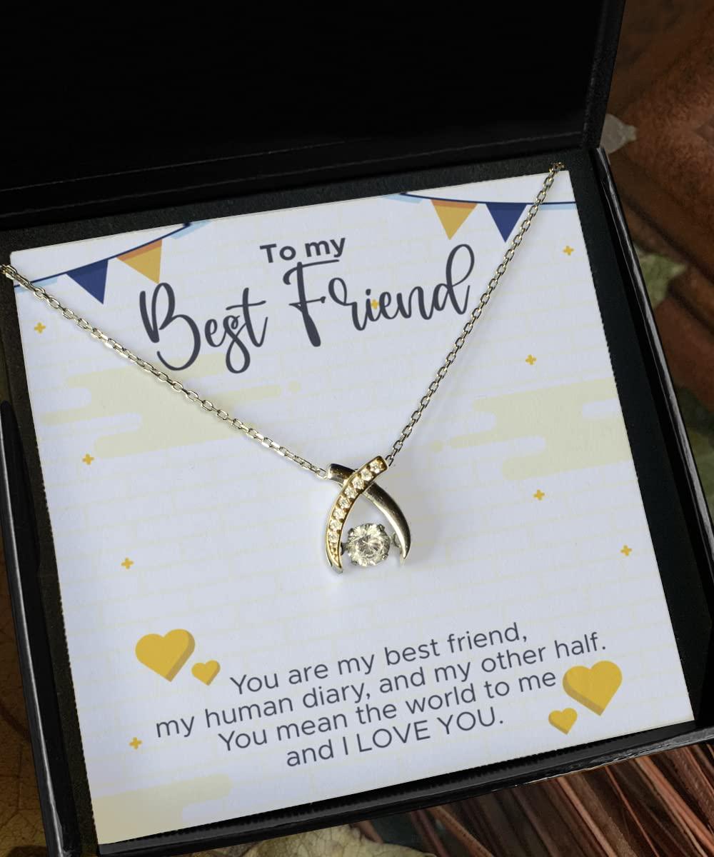 Gearbubble Wishbone Dancing Necklace - My Best Friend - My Human Diary and Other Half Wishbone Dancing Necklace Gift