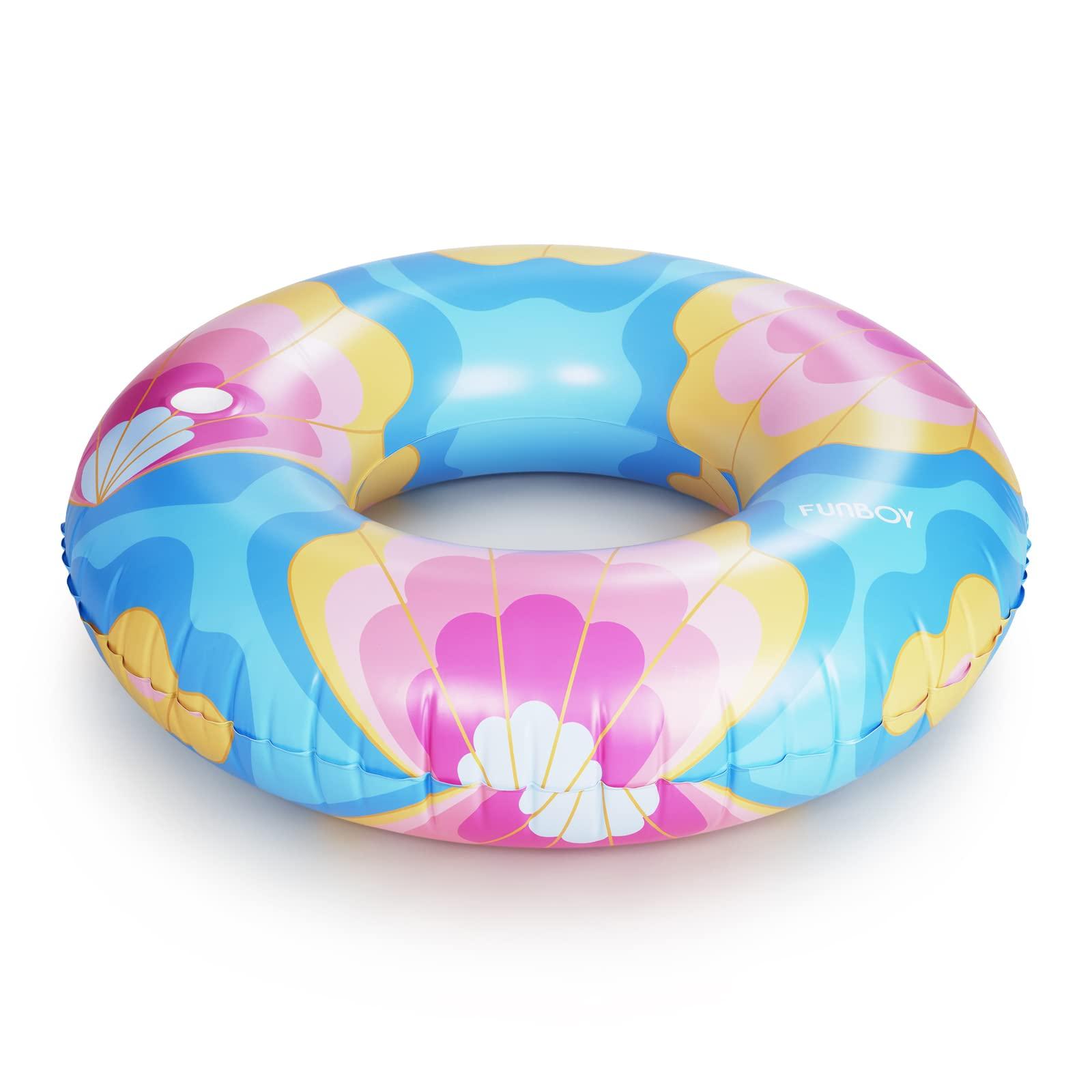 FUNBOY FUNBOY Giant Inflatable Mermaid Shells Tube Float, Donut Style Pool Float, Luxury Raft for Summer Pool Parties and Entertainment Large