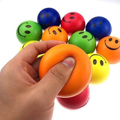 Akusety Akusety Neon Colored Smile Funny Face Stress Ball - Happy Smile Face Squishies Toys Stress Balls Bulk Pack of 12 Relaxable 2.5" Stress Relief Smile Squeeze Balls Fun Toys