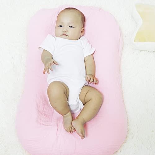 Hooyax Hooyax Muslin Baby Lounger Cover Soft Organic Cotton Slipcover Fits Newborn Lounger for Baby Boys and Girls (Pink)