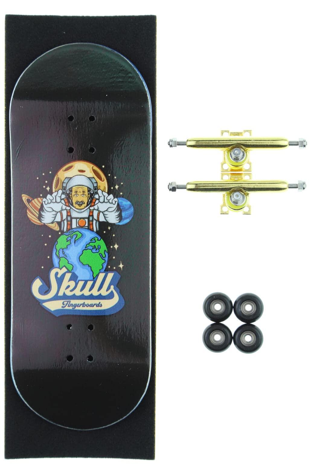 Skull Fingerboards Skull Fingerboards Einstein in Space 34mm Pro Part Upgraded Complete Professional Wooden Fingerboard Mini Skateboard 5 PLY Premium Grade Veneer with Polyurethane ABEC Bearing Wheels