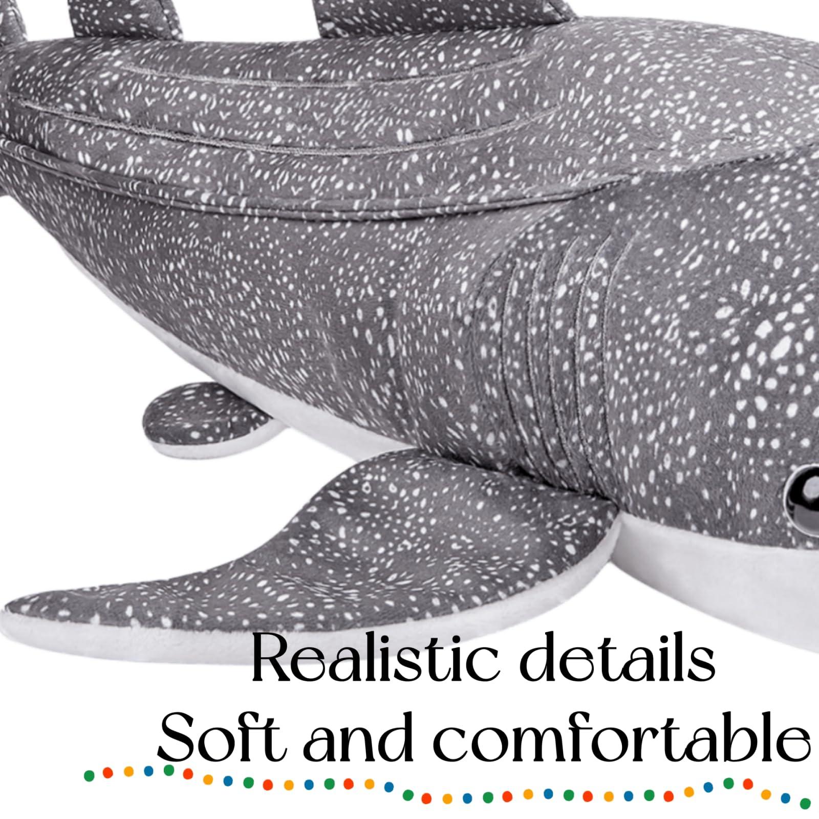 FRANKIEZHOU FRANKIEZHOU Simulation Giant Whale Shark Plush,Stuffed Animal,Plush Toy,Soft Toy,Stuffed Toy,Cuddly Toys,Gifts for Kids,Gray 23 Inches