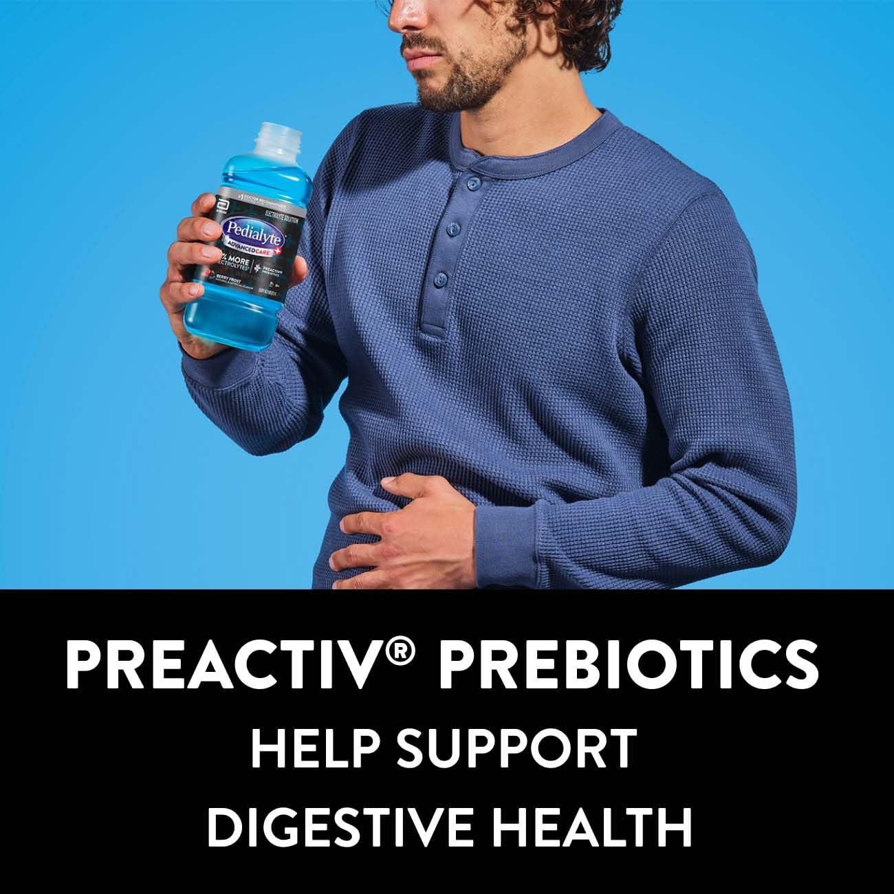 Pedialyte Pedialyte Advancedcare Plus Electrolyte Drink, 1 Liter, 4 Count, with 33% More electrolytes & Has Preactiv Prebiotics, Berry Frost, 33.8 Fl Oz (Pack of 4)