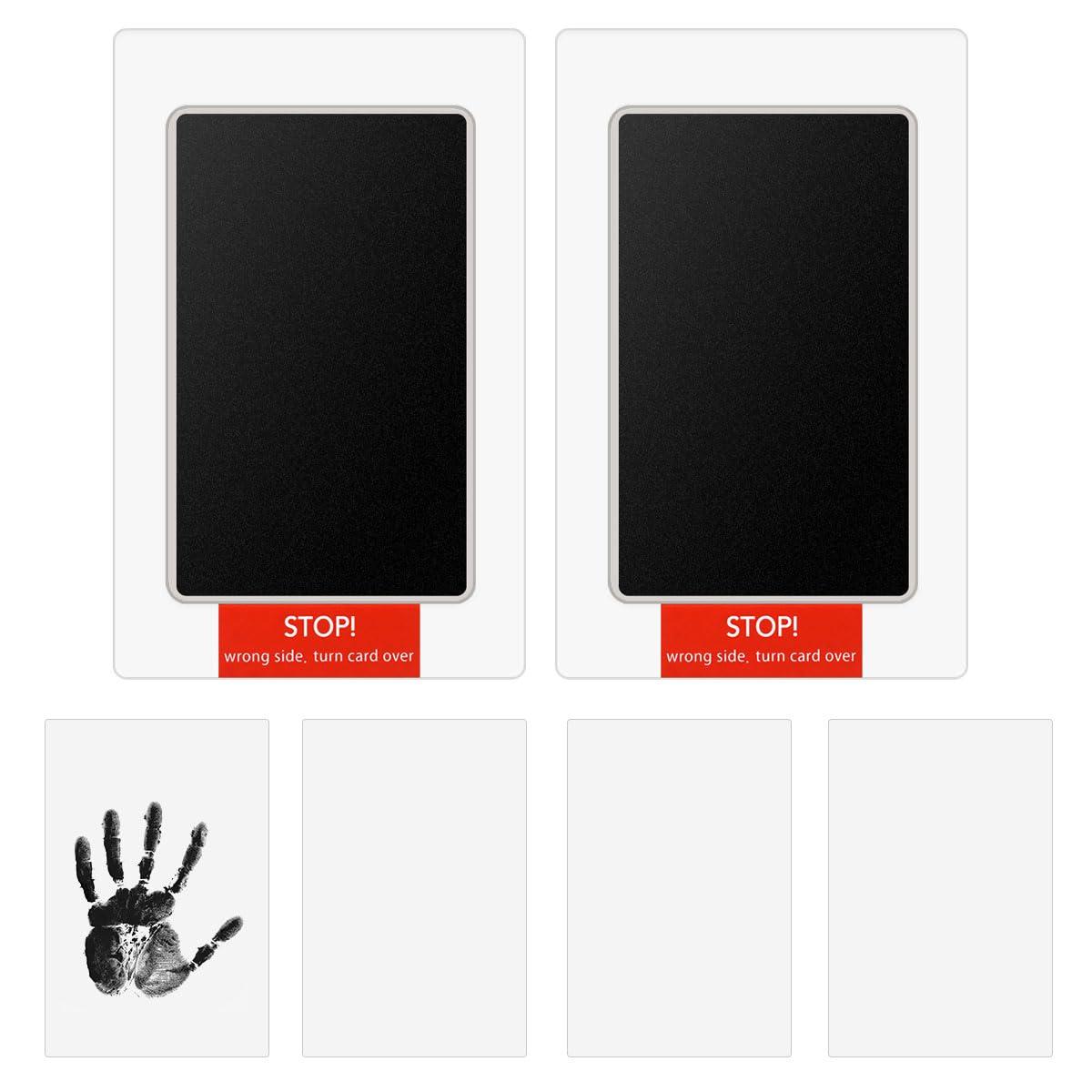 yuntop 2 Pack Inkless Hand and Footprint Kit Ink Pad for Baby Handprint or Footprints Dog Pet Paw Newborn Clean Touch Safe Print Stamp Pads Kit Inkless Hand Imprint Cards Family Memory Keepsake Gift (Black)