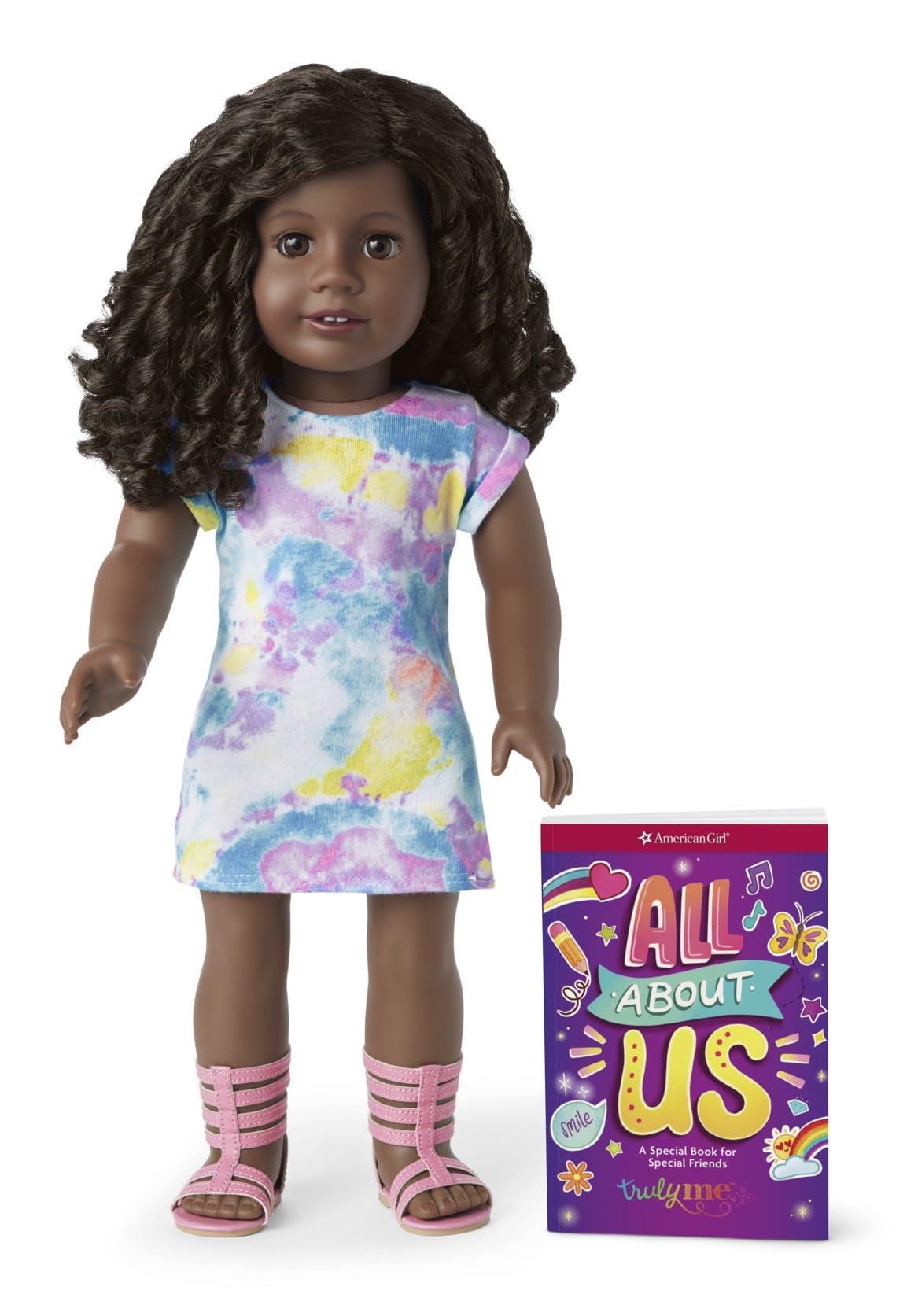 American Girl American Girl Truly Me 18-inch Doll #106 with Brown Eyes, Black-Brown Hair, Very Deep Skin, T-shirt Dress, For Ages 6+