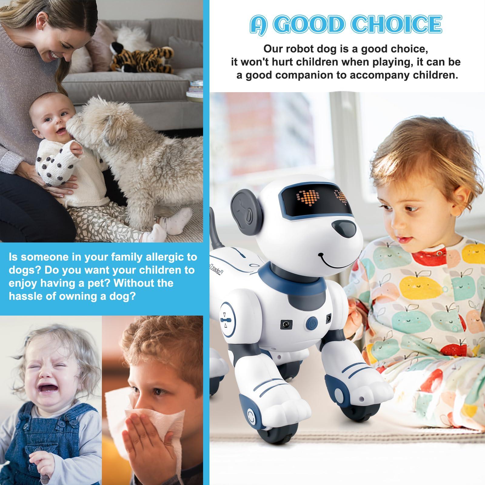 Katouigb Remote Control Robot Dog Toys, Programmable Robotic Puppy for Kids, Interactive Remote Control Dog, Singing Dancing Stunt Robotic Dog Gift for Birthday