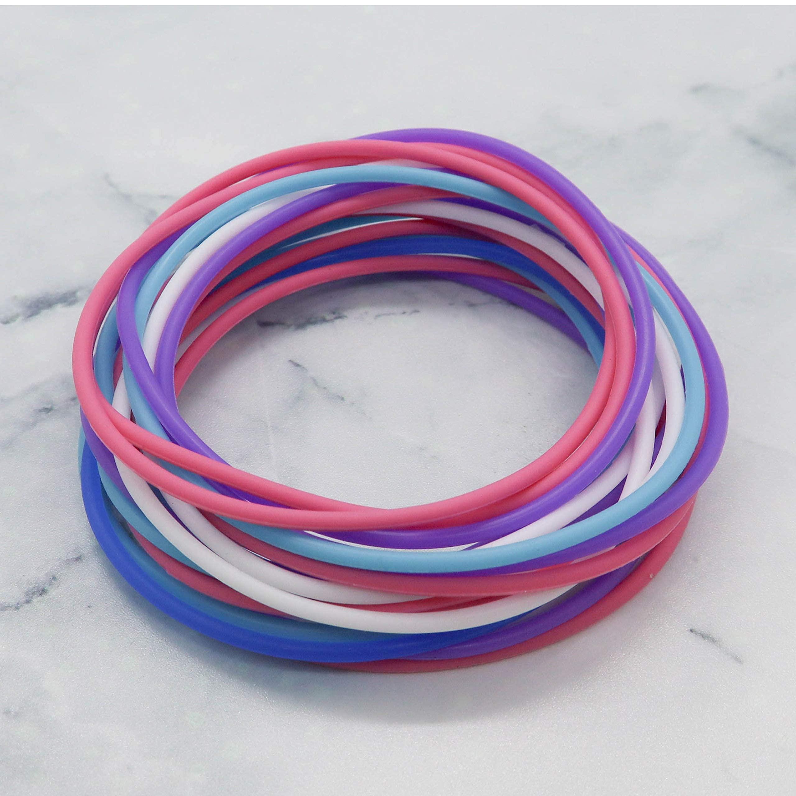 FROG SAC 72 PCS Silicone Jelly Bracelets for Teen Girls, Rubber Bands for Women Hair in 6 Colors, Women's Bracelet and Hair Ties, Neon Party Favors for Teens, 80s and 90s Jewelry Accessories