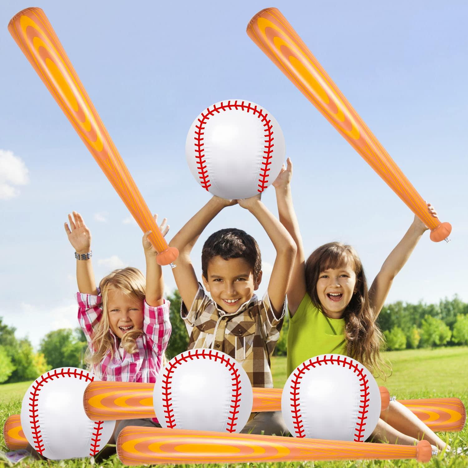 ZHBDMGK Inflatable Baseball Bat and Ball, 3Pcs Baseball Beach Ball Set Including 2Pcs 40 Inch Inflatable Bat and 1Pcs Baseball Beach Ball for Baseball Party Sports Game