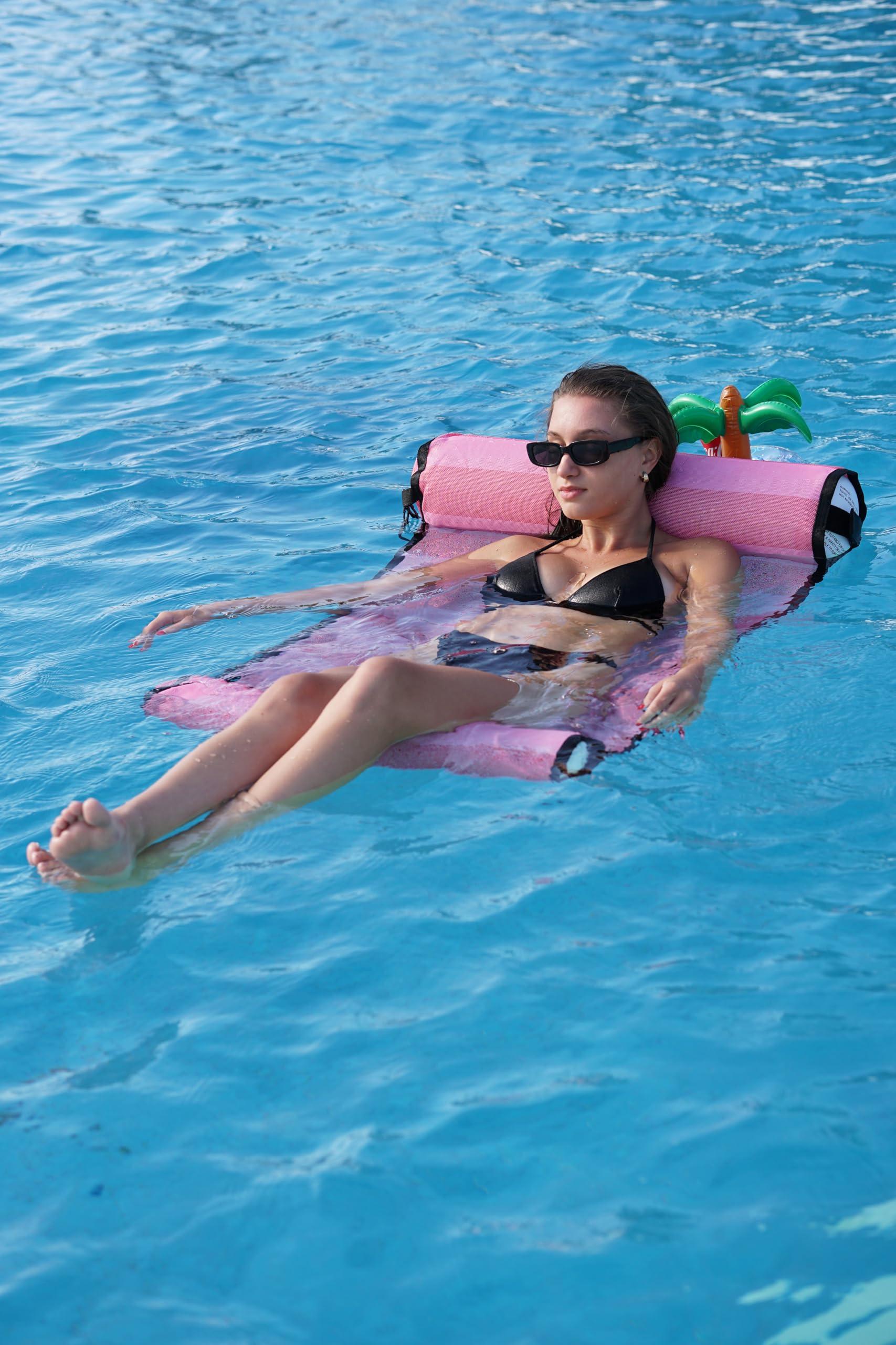 ACQUABOSS ACQUABOSS Water Hammock - Inflatable Swimming Pool & Beach Lounger, Lounge Chair Raft, Drifter, Saddle Float, Floating Bed & Floaties for Water, Summer Fun, Rest & Vacation - Candy Bomb