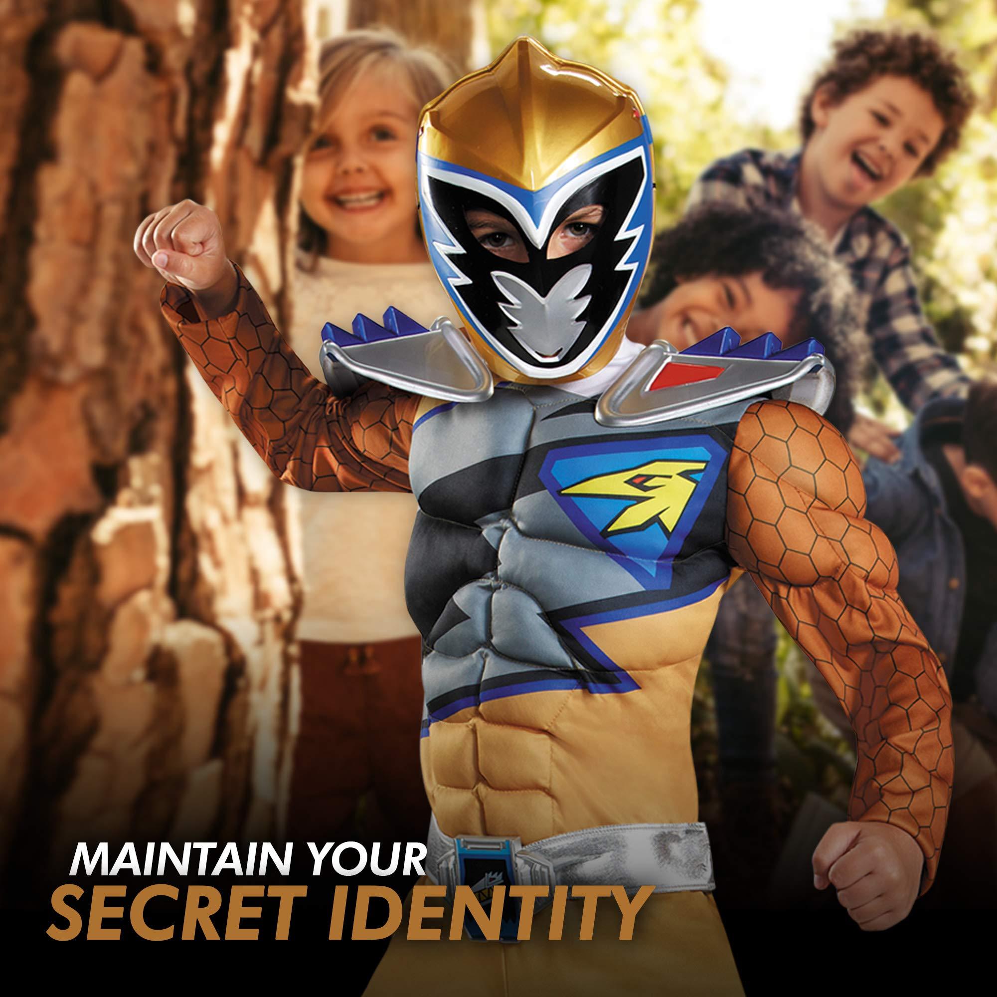 Disguise Disguise Gold Power Rangers Dino Charge Classic Muscle Costume for Boys with Mask, Small (4-6)