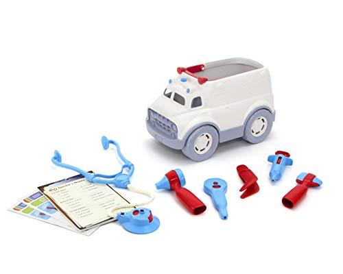 Green Toys Green Toys Ambulance & Doctor's Kit, Red/Blue - 10 Piece Pretend Play, Motor Skills, Language & Communication Kids Role Play Toy. No BPA, phthalates,PVC, Dishwasher Safe,Recycled Plastic, Made in USA