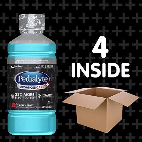 Pedialyte Pedialyte Advancedcare Plus Electrolyte Drink, 1 Liter, 4 Count, with 33% More electrolytes & Has Preactiv Prebiotics, Berry Frost, 33.8 Fl Oz (Pack of 4)
