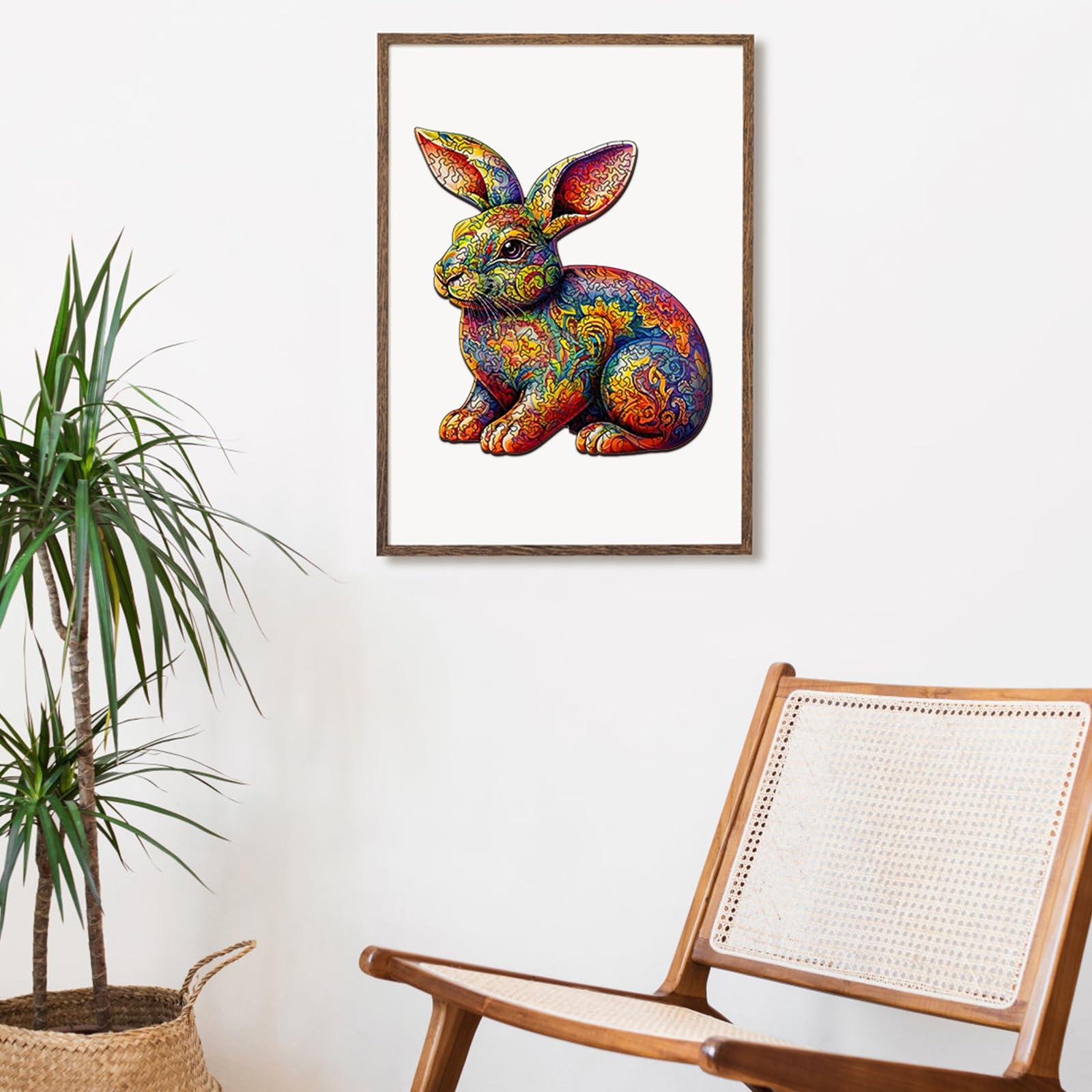 Foyucool Foyucool Wooden Puzzles for Adults, Unique Puzzles for Adults, Irregular Animal Shaped Wooden Jigsaw Puzzles, Creative Birthday Gift, Fun Family Game, 11.8 x 9.1 inch, Rabbit