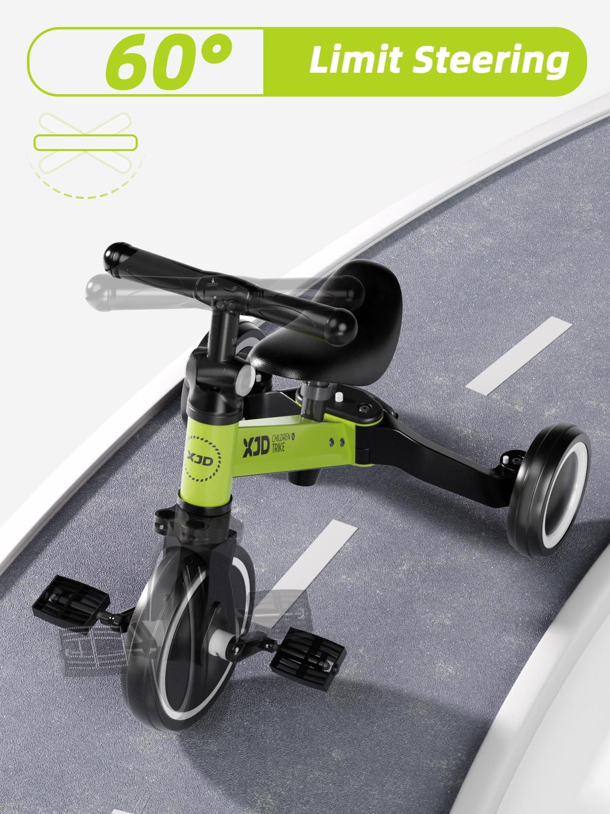 XJD XJD 5 in 1 Toddler Bike, Tricycle for Toddlers 1-3 with Adjustable Seat Height, Removable Pedals, Ideal Balance Bike Birthday Gifts and Toys for Boys and Girls (Green)