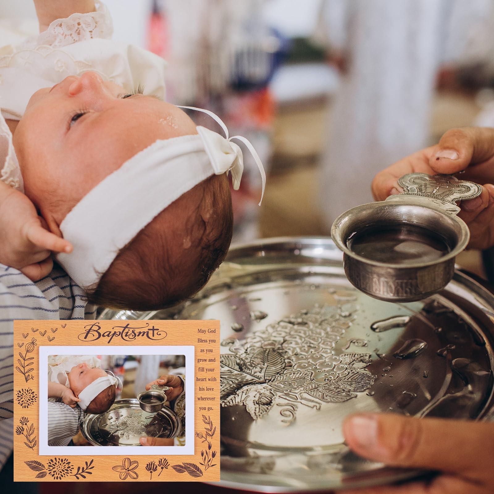 BiKontrun Baby Baptism Picture Frame - Baptism Photo Frame for Boys and Girls,Christening Keepsake Photo Frame,Baby Baptism Gifts with Warm and Caring Blessing of Words"May God Bless You Wherever You Go"