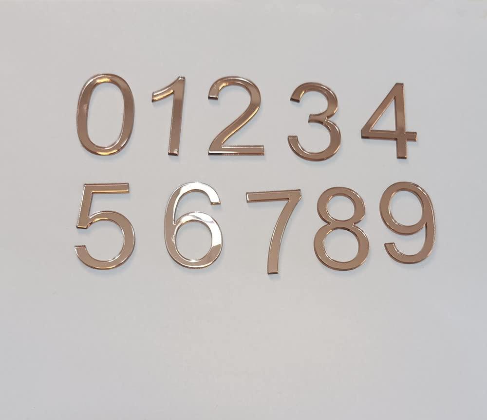 Yuxuanish Rose Gold Mirror Acrylic Numbers 0-9,Wedding Table Numbers,DIY Acrylic Cake topper Numbers