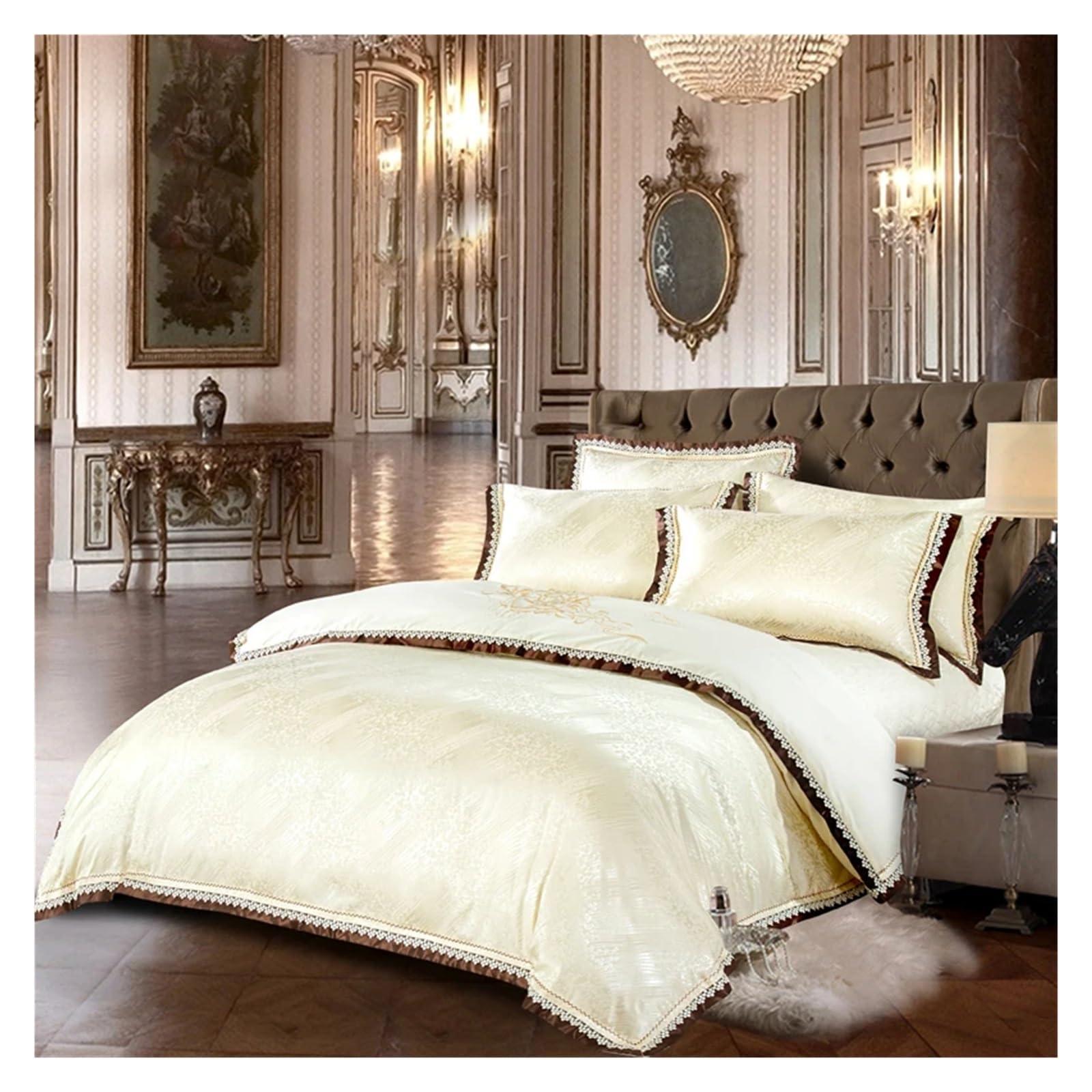 ADovz ADovz Luxury Jacquard Bedding Set 4pcs Duvet Cover Sets Cotton Bedspread Bed Linen Flat Bed Sheet Set Pillowcase Home Textile,Bed Sheets