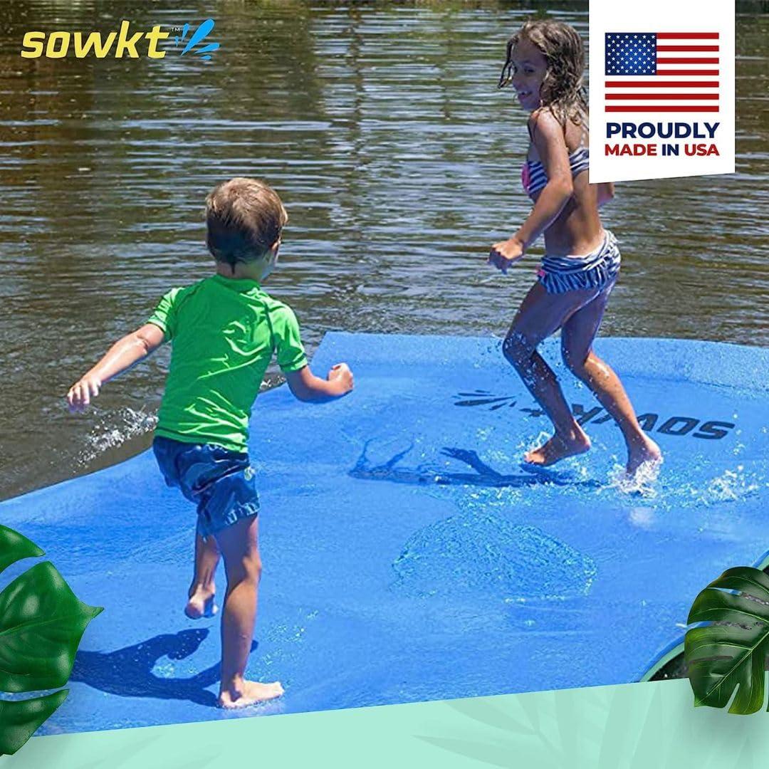 SOWKT Premium Made in USA Lily Pad Floating Mat for Lakes and Pools (9x6 ft) - Great for The Lake, Pool, Boat or as a Floating Dock - Giant Lilly Pad for Adults and Kids Alike for Unlimited Water Fun