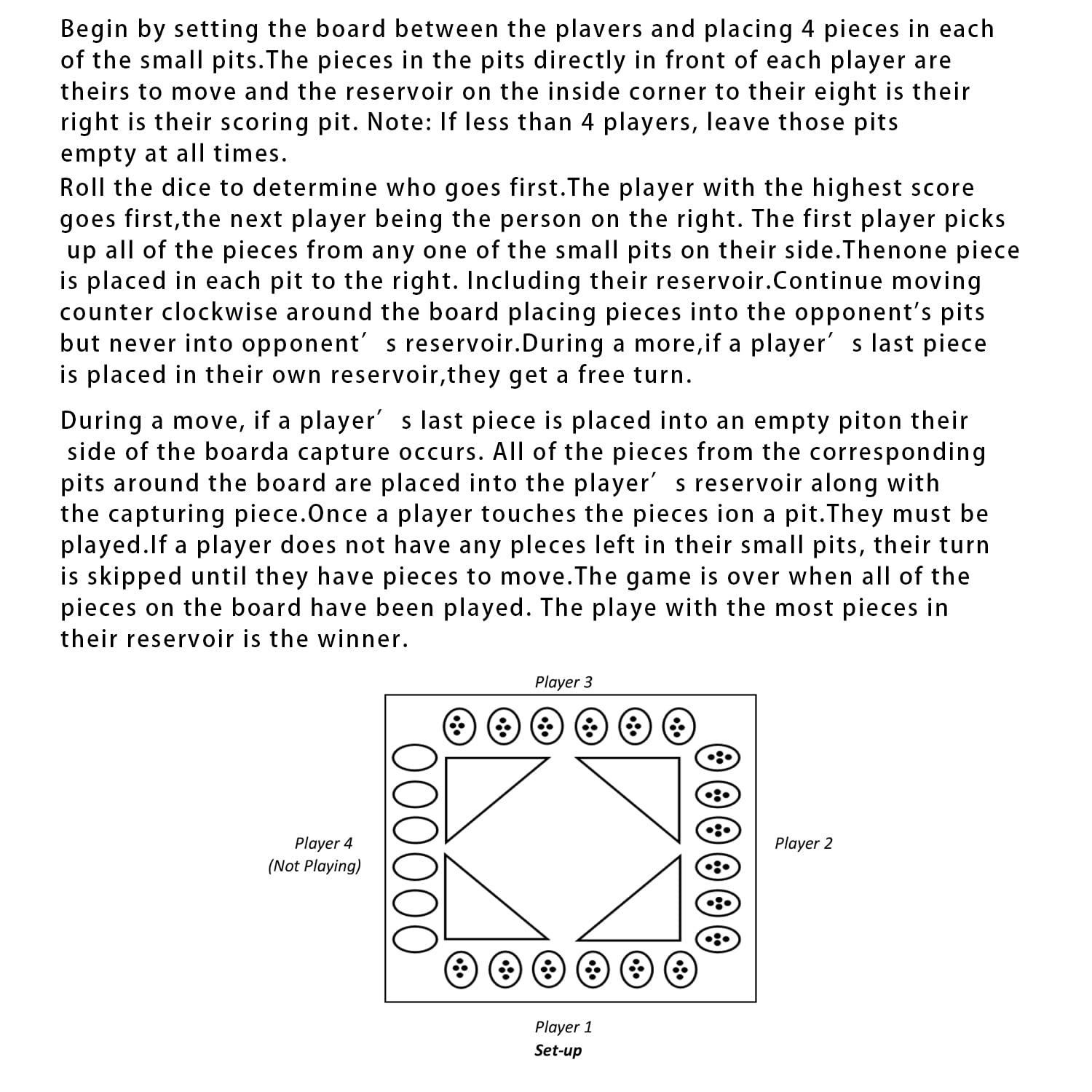 GSE Games & Sports Expert GSE Games & Sports Expert 4-Player Mancala Board Game with Multi-Color Glass Stones, Folding Wooden 4-Way Mancala Family Travel Strategy Games Set for Kids & Adults (Mahogany)
