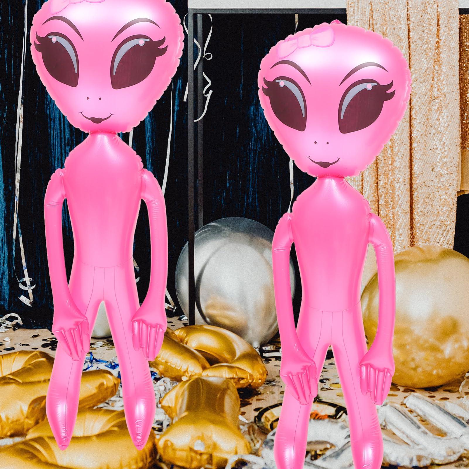 Ciieeo Ciieeo Inflatable Alien Birthday Party Inflatable Toy Pool Balloon Plaything Green Purple Alien Balloons Alien Blow up Green Balloons Tumblers Toys Pvc Cartoon Child Decorations Pink