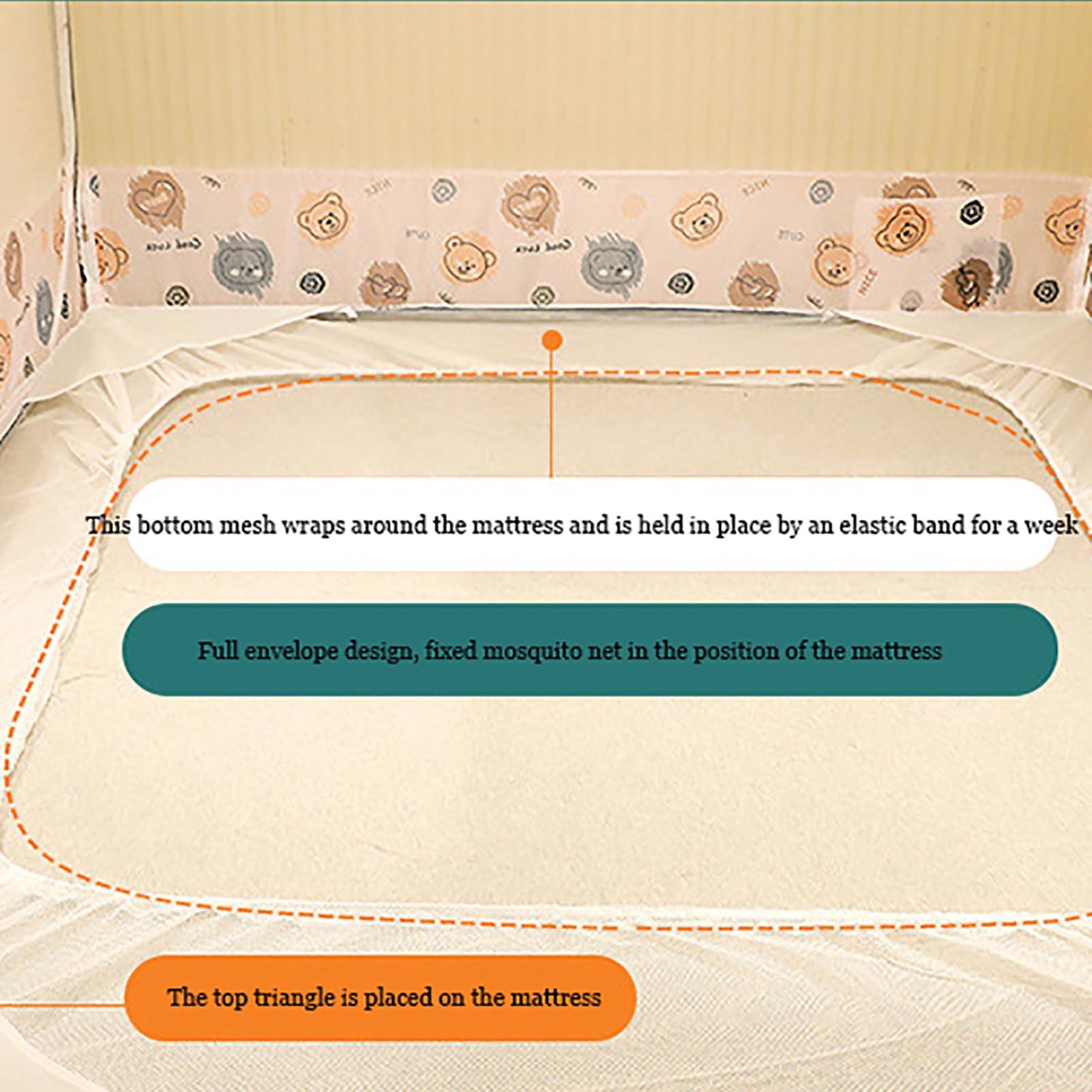 YAXANSIH YAXANSIH Free Installation of Mosquito Net Anti-fall's Square Top Zipper Encryption Folding Wire Anti-Mosquito Net Home,J,1.5X2M