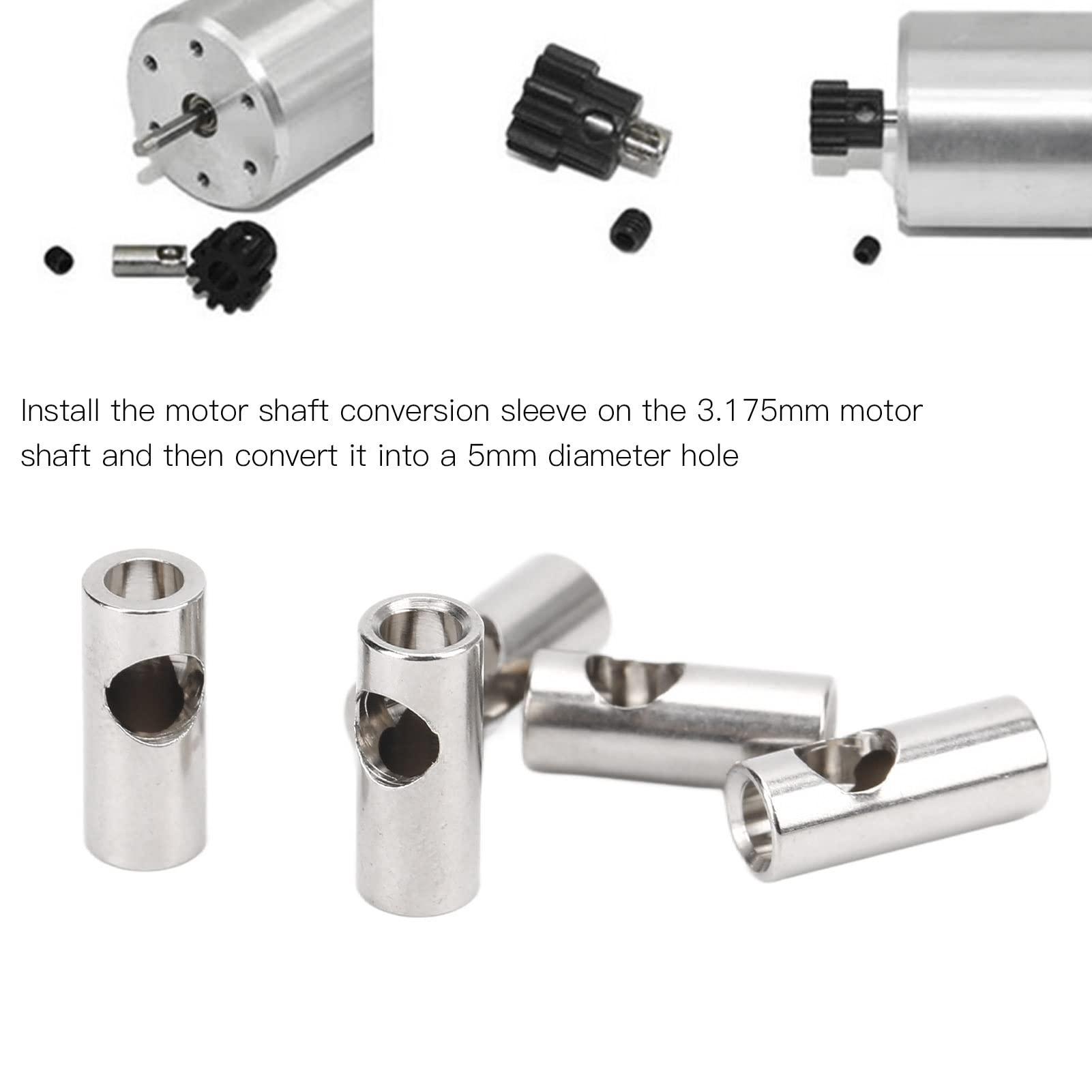 Dilwe Dilwe RC Motor Shaft Adapter, 3.17mm to 5mm Pinion Reducer Sleeve Adapter Stainless Steel Shaft Adapter Motor Axle Change Over RC Accessories for Converting RC Motor 3650 550 540 Pinion Gears