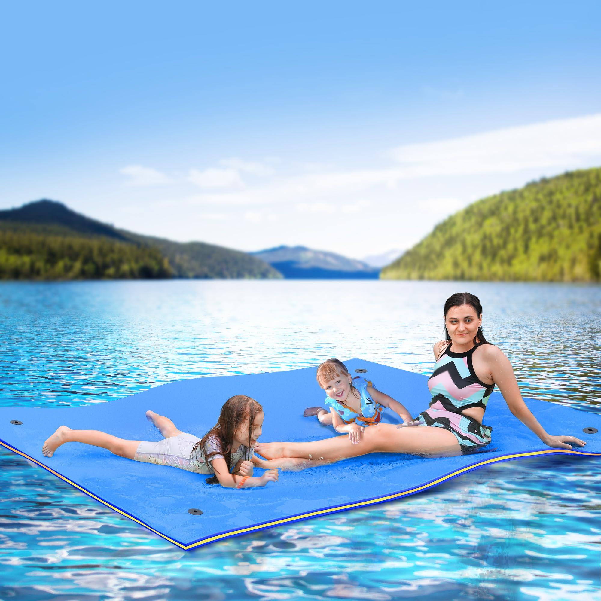 WARMOUNTS WARMOUNTS Water Floating Mat Foam Pad, 9x6FT Bouncy Tear-Resistant XPE Foam, Recreation and Relaxing for Pool Lake River Ocean Outdoor Water Activities