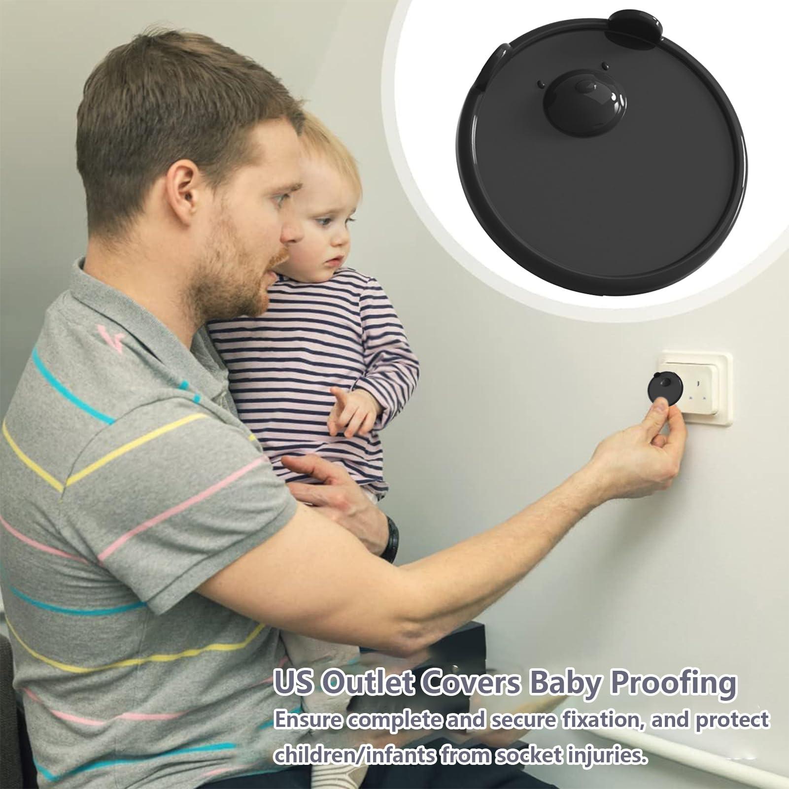 Annewi Outlet Covers Baby Proofing, Prevent Power Shock Easy Installation, Protect Toddlers, Baby Safety Outlet Plug Covers, Plug Covers Baby Proofing for Home & Office (Black)