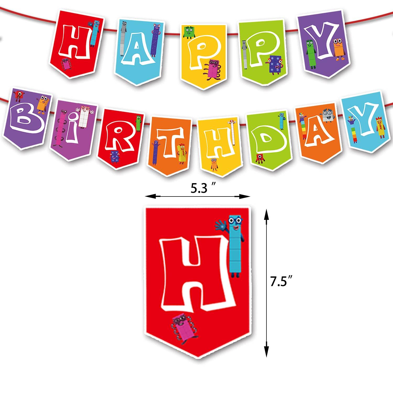YAYJOY YAYJOY Numberblocks Party Decorations Numberblocks Stickers,Cake Toppers,Balloons,Party Banner,Home Decoration for Kid\'s Birthday Party