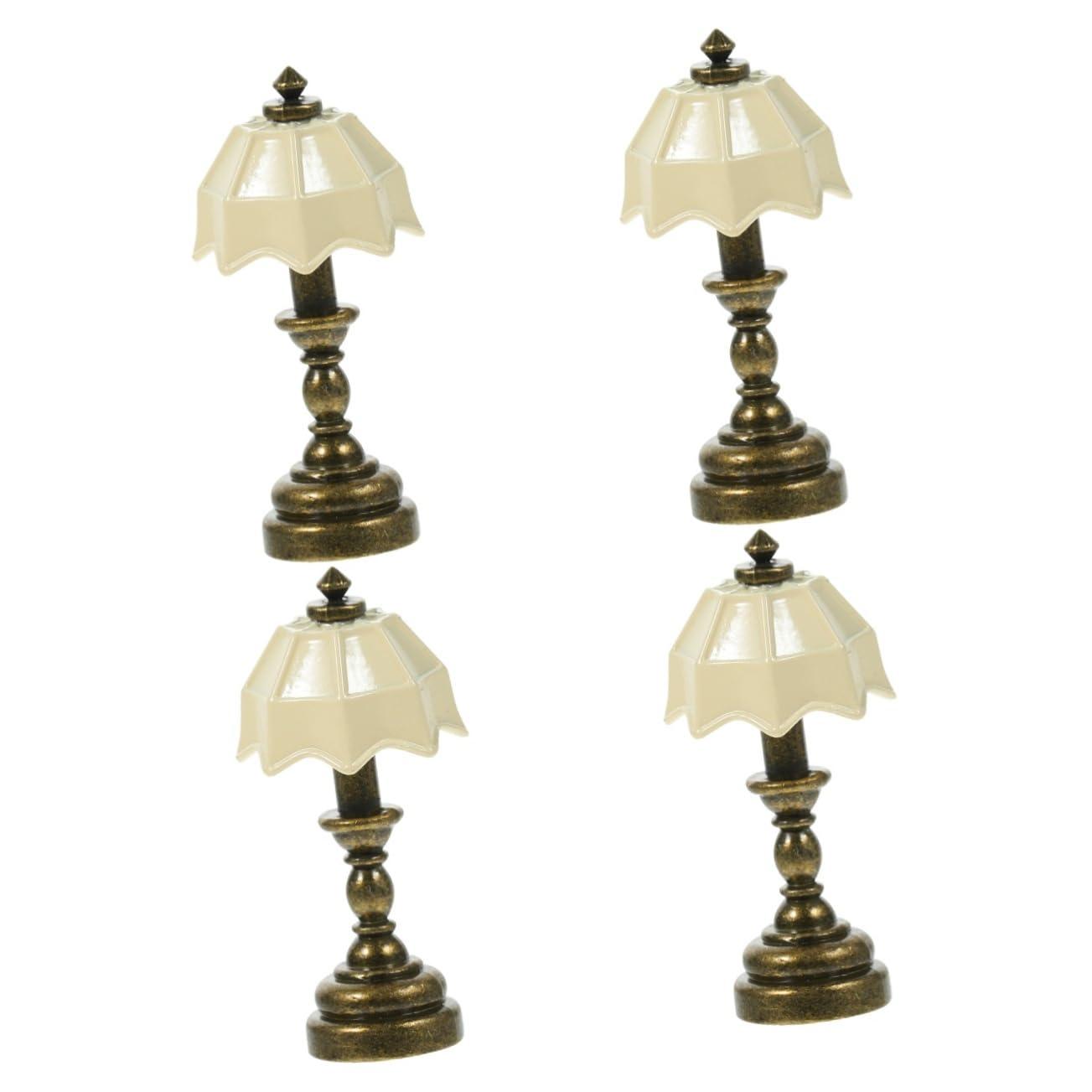 Tofficu 4pcs Mini Light Model Miniature Lamp Model Mini House Table Lamp Bedside Light Miniature Mini Lamp Miniature Furniture Model Micro Landscape Model Mini Bedside Light Creative Lamp