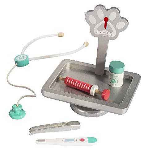 Svan Vet Center Pretend Pet Hospital Playset - Wooden Animal Interactive Medical Checkup Set with Toy Cat, X-Ray Cards, Stethoscope & Veterinarian Medical Accessories, Fun Doctor Role Play Gift for Kids