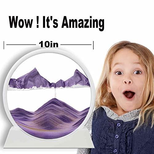 HISELUR HISELUR Moving Sand Art Picture Kinetic 3D Deep Sea Sandscape in Motion Display Flowing Sand Relaxing Desktop Toy Home Office Decor Painting Gift Packing(10inch)