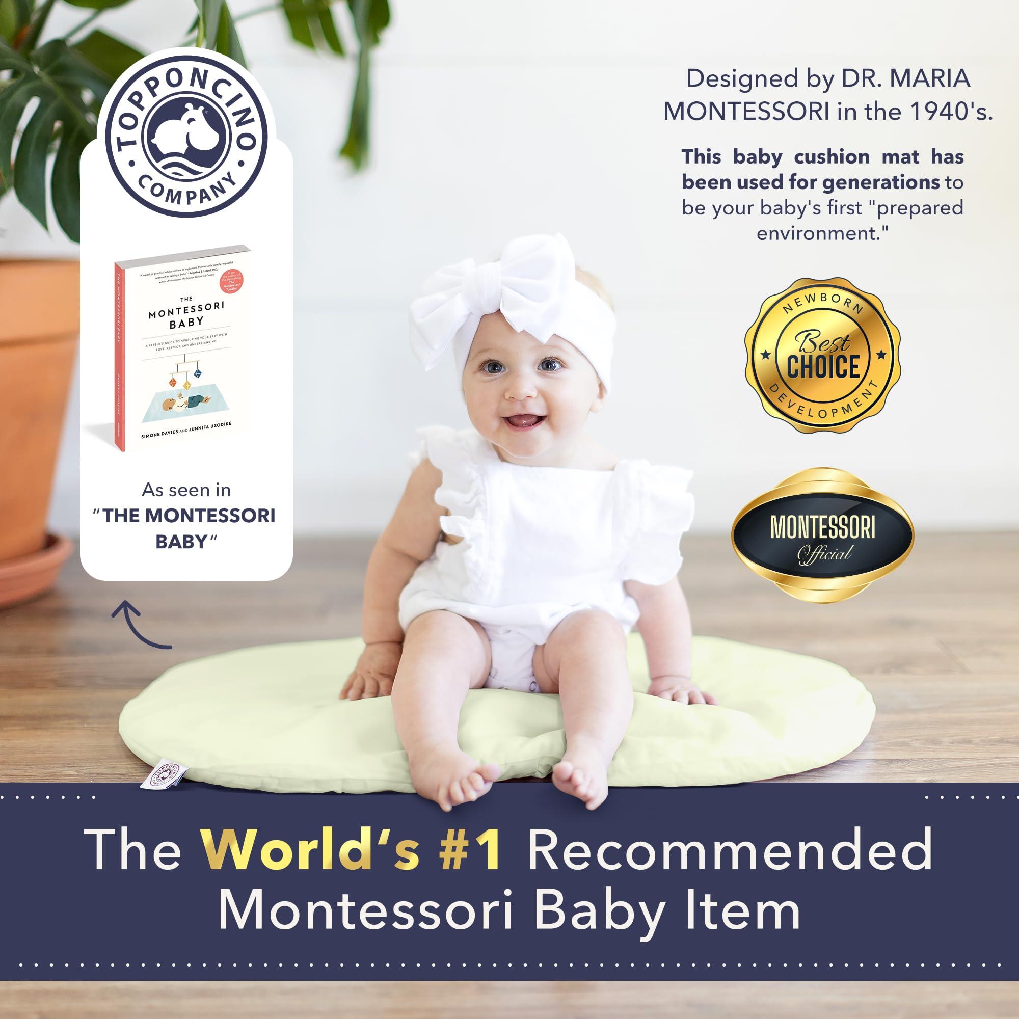 Topponcino Company Montessori Baby Topponcino | Multifunctional Authentic Montessori Design | Simple Newborn Holding & Feeding Baby Support Pillow | Clean Infant Tummy Time Mat (Original, Sage Green)