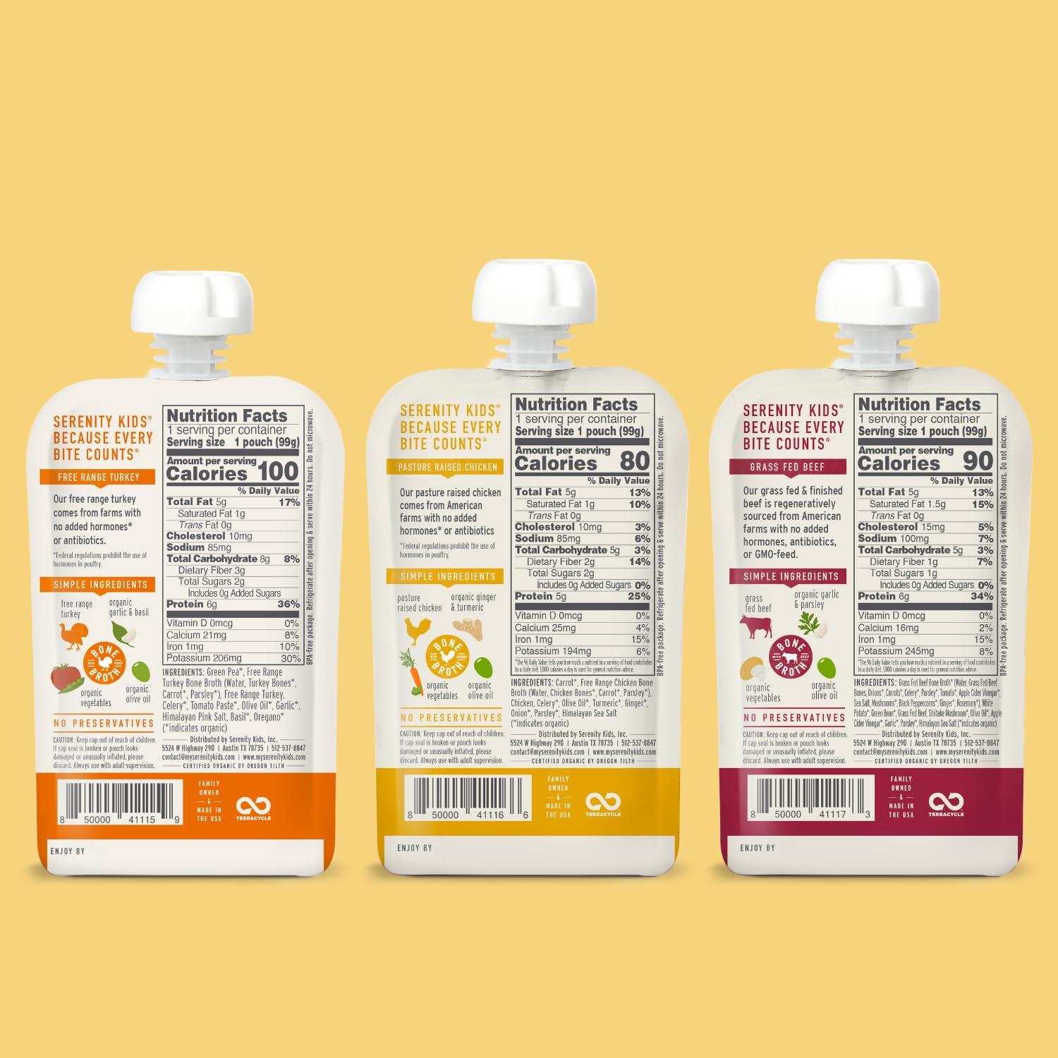 Serenity Kids Serenity Kids 7+ Months Bone Broth and World Explorer Meats Variety Pack Baby Food Bundle | Bone Broth and World Explorer Meat Pouches Variety Pack (42 count)