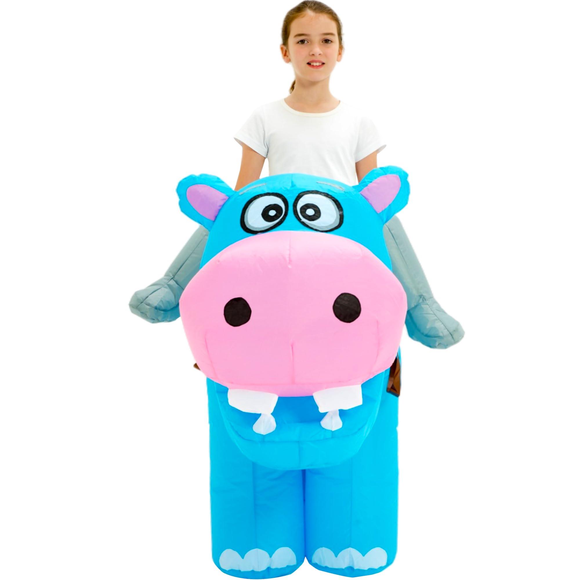 One Casa One Casa Blow Up Party Costume,Inflatable Costumes for Kids,Riding Hippo Costume,Halloween Costumes for Girls Boys (4-6YRS)