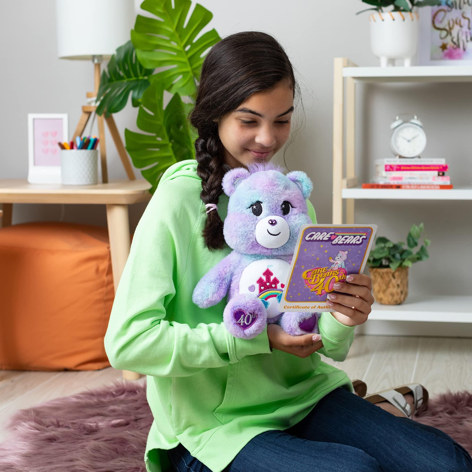 Care Bears Care Bears Care-a-Lot Bear - 40th Anniversary - Purple Plushie for Ages 4+ Stuffed Animal, Super Soft and Cuddly Good for Girls and Boys, Employees, Collectors, Great Valentines Day Gift for Kids