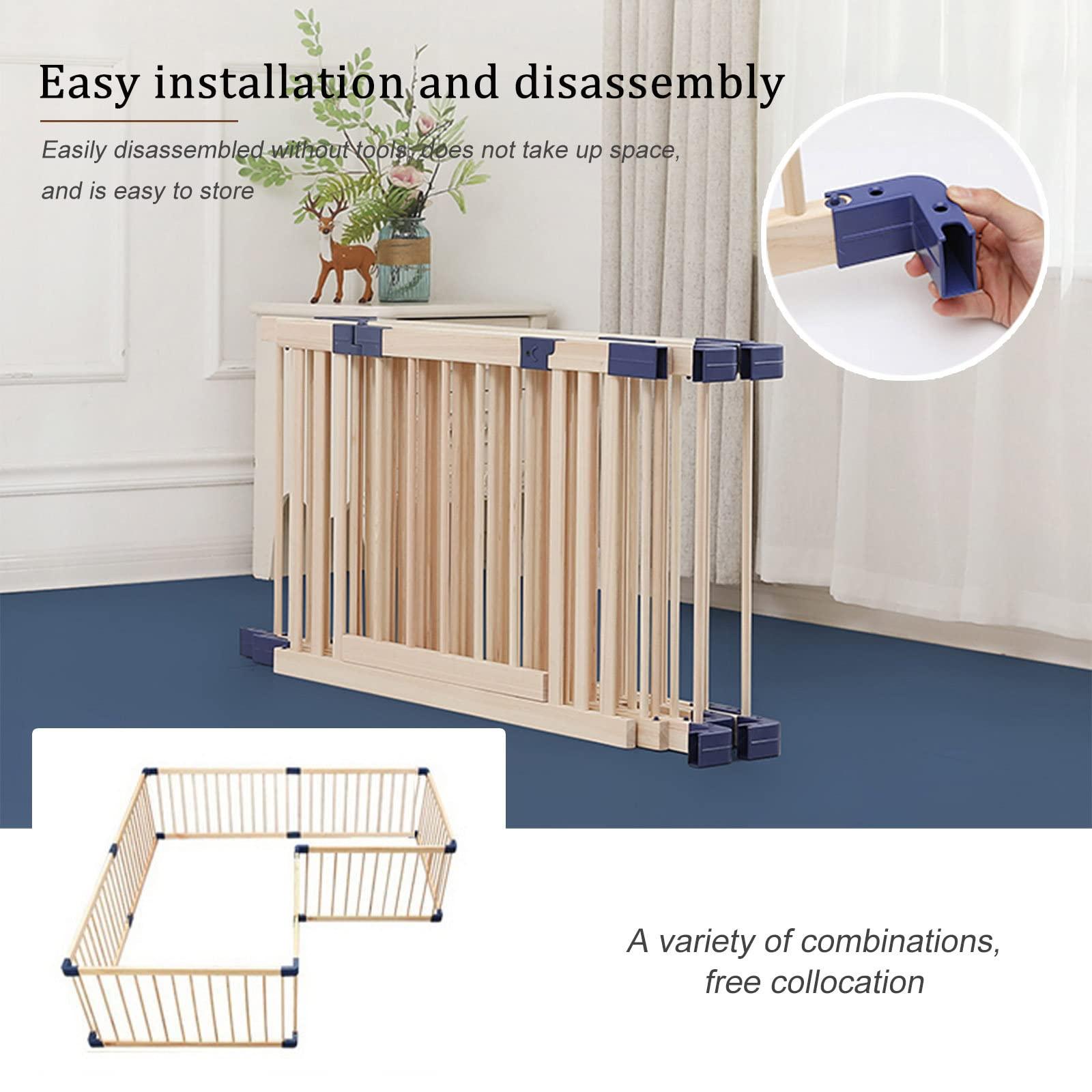 Jolan Baby Playpen Wooden,Toddler Kids Safe Playground,Easy to Remove Baby Fence,Breathable Durable Laypens for Babies,for Indoor Outdoor Activity Center,61cm High,Anti-fall,180180cm