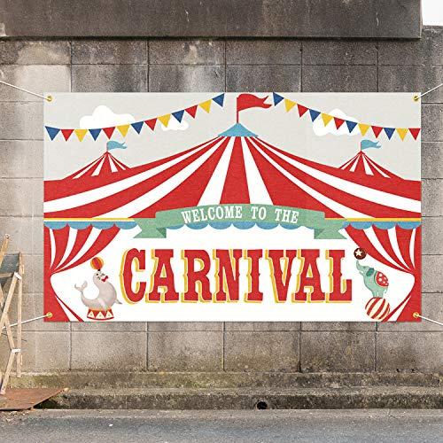 PAKBOOM Carnival Circus Backdrop Banner Photo Background Carnival Theme Party Decorations Supplies for Kids