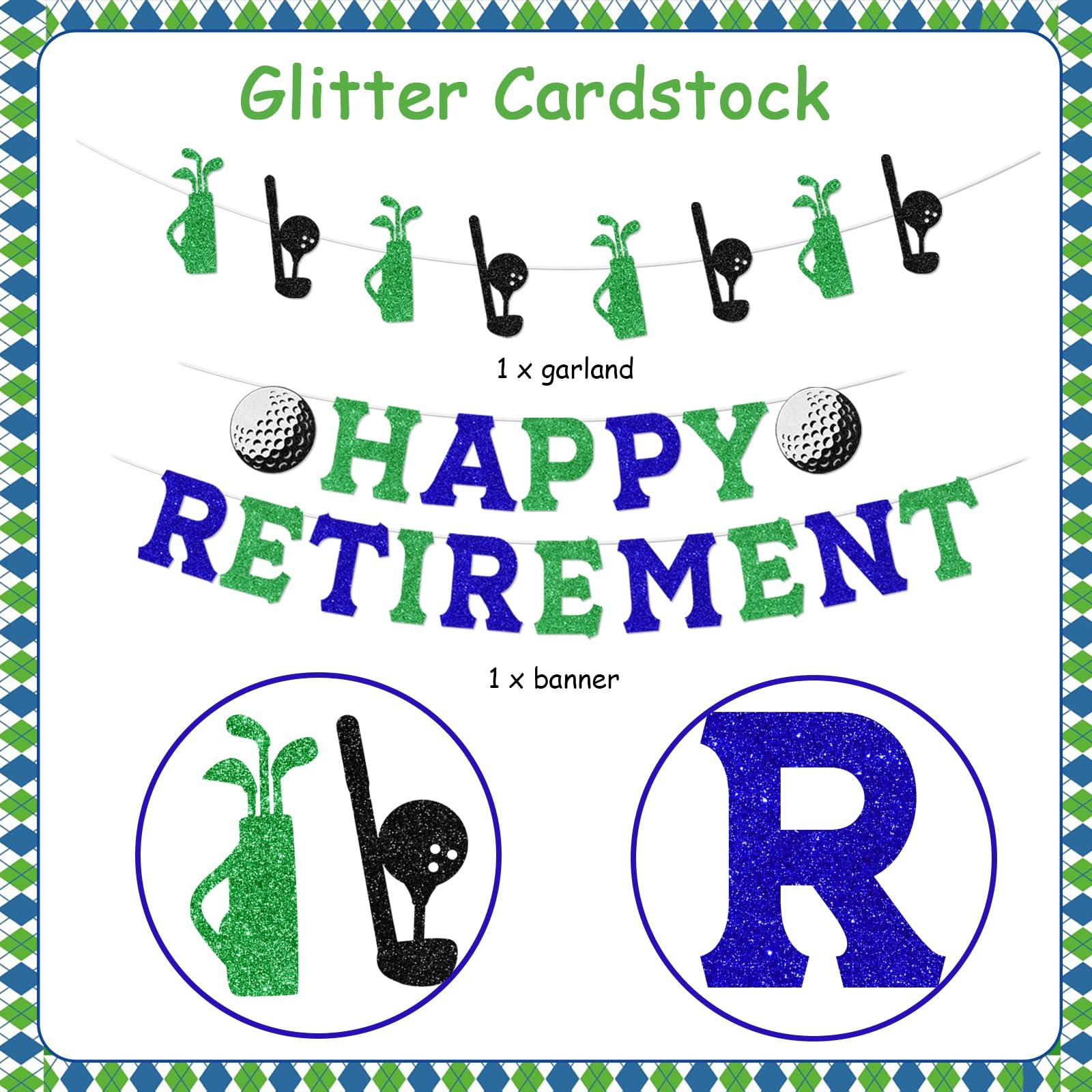 Sursurprise Golf Themed Retirement Party Decorations, Golf Happy Retirement Banner Garland Cake Topper Balloons for Men Retirement Par Tee Decorations Golf Party Supplies
