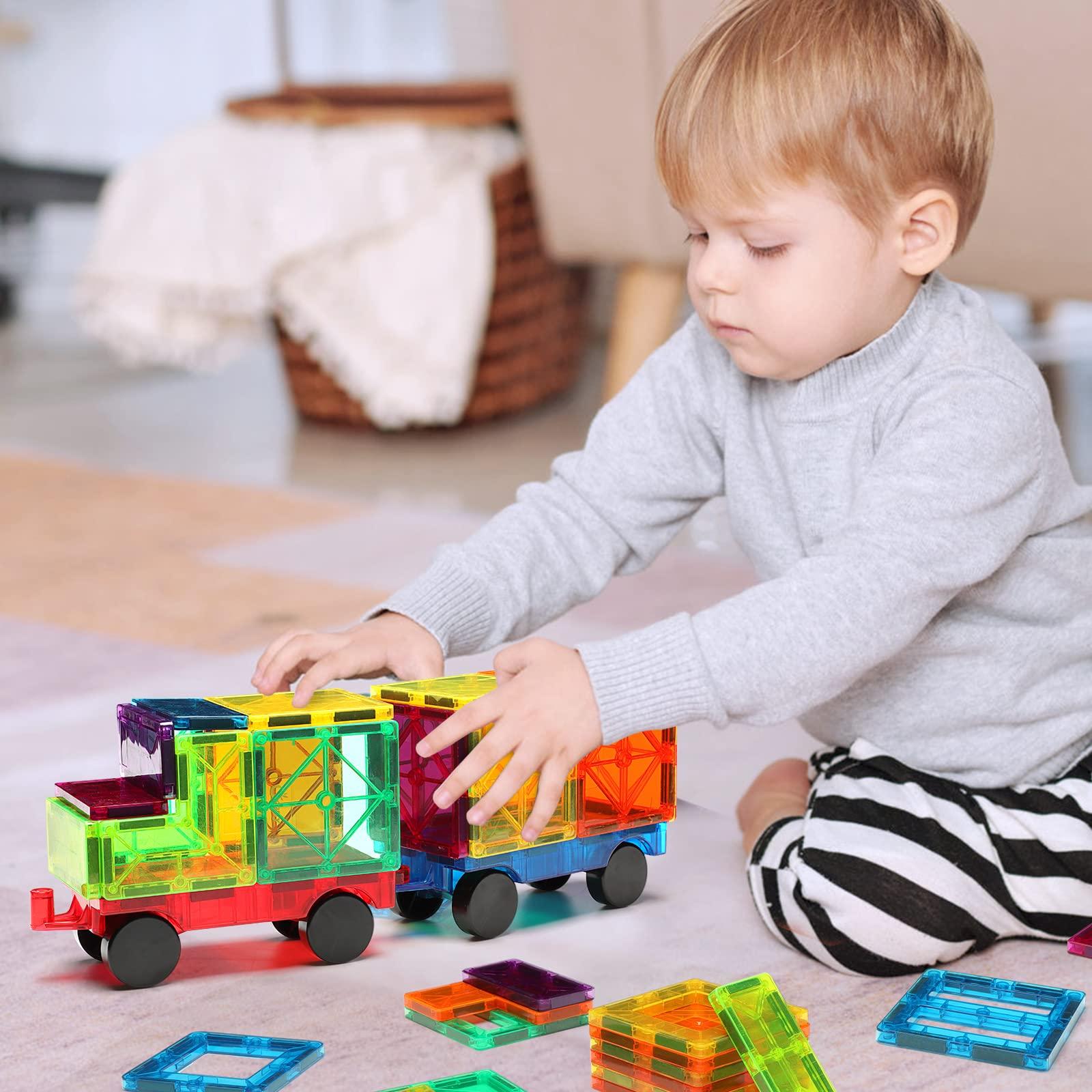 Gemmicc Gemmicc 2 PCS Magnetic Car Set,Magnet Construction Vehicle,Magnet Car Truck Compatible with Magnetic Tiles,STEM Educational Toys for Boys and Girls