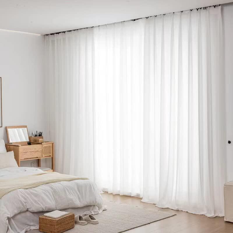 Konsilsa Konsilsa Modern Sheer Voile, Super Soft Luxurious Semi Sheer Curtains Room Darkening Curtains shower curtains for Dining Room/Kitchen (Color : White, Size : W130xH200cm 1Piece)