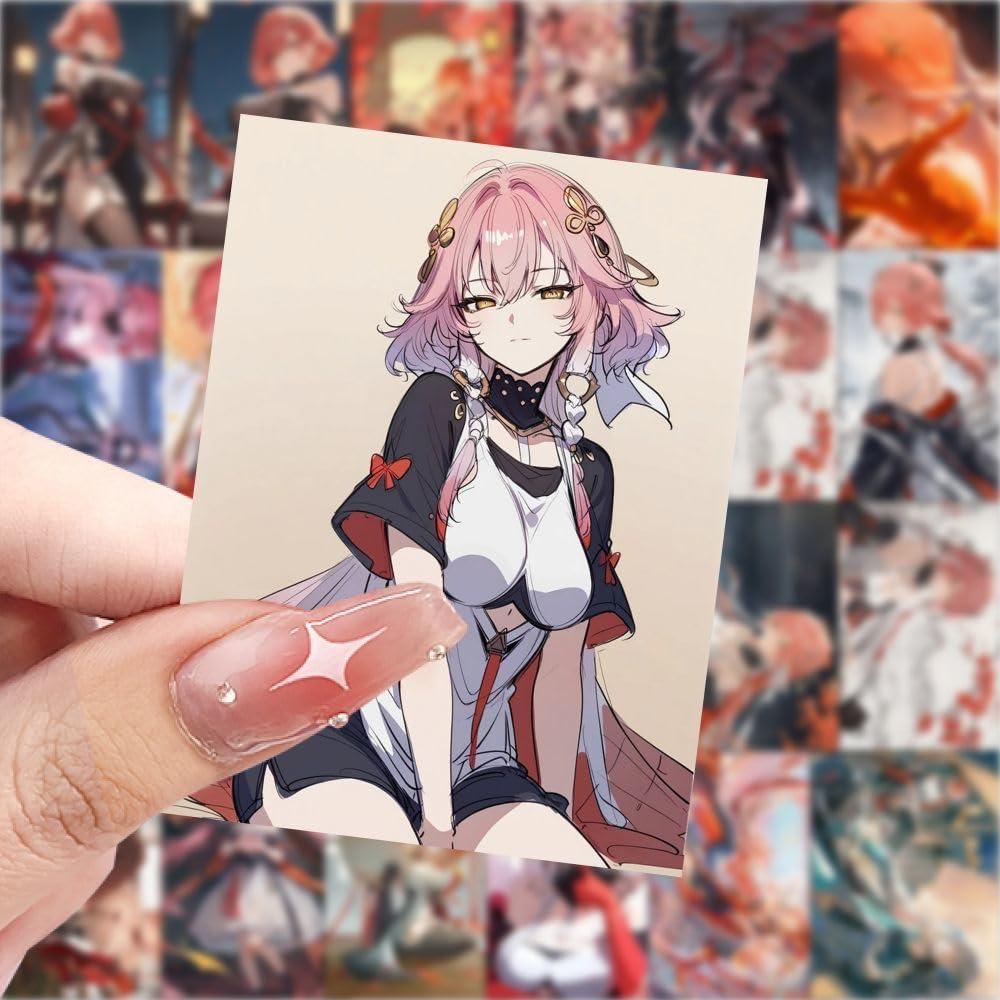 TEMIHrbe Changli Stickers for Game Wuthering Waves 126Pcs 1.5 * 1.1inch Stickers Removable DIY Material Decoration