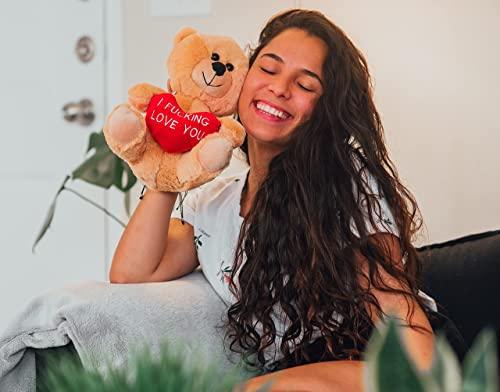 BadBears BadBears Cute Teddy Bear I Effing Love You Teddy Bear for Girlfriend and Boyfriend Hilarious Valentines Day Teddy Bear for Him and Her 10-inch Tall Funny Stuffed Bear with Bold Message