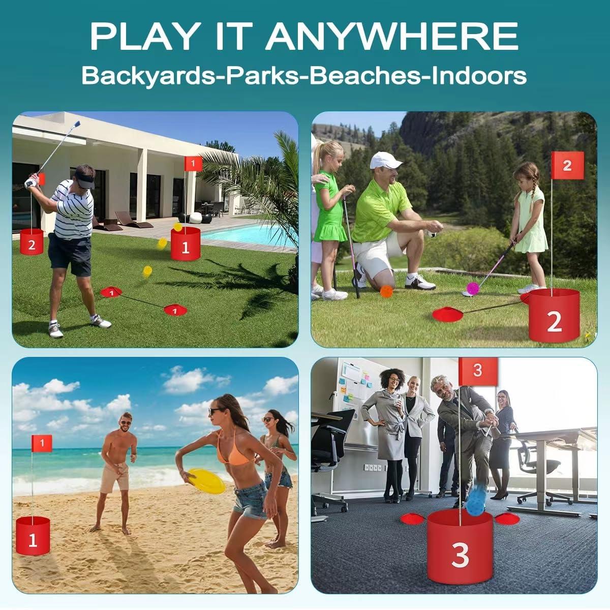 FINCOME FINCOME Golf Yard Bucket Games 9 Holes Golf Practice Game with Flag, Golf Chipping Game for Kids and Adults Outdoor Indoor Portable Backyard Golf Game for Park, Beach, Backyard, Lawn