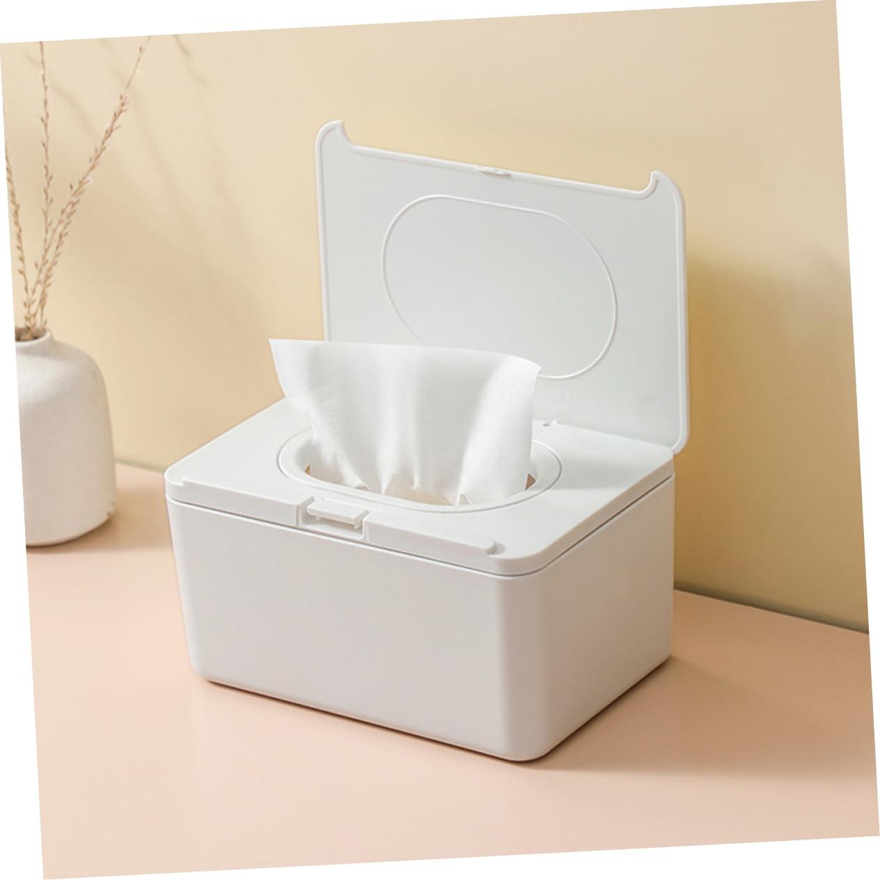 SHOWERORO SHOWERORO Tabletop Tissue Box Dispenser Portable Wipes Holder for Home White Wipe Dispenser